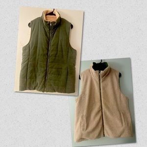 Entro Reversible Sherpa Vest Size Large Fleece Pockets Women’s Full Zip Up Fuzzy